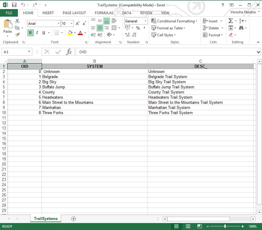 Input data in Excel